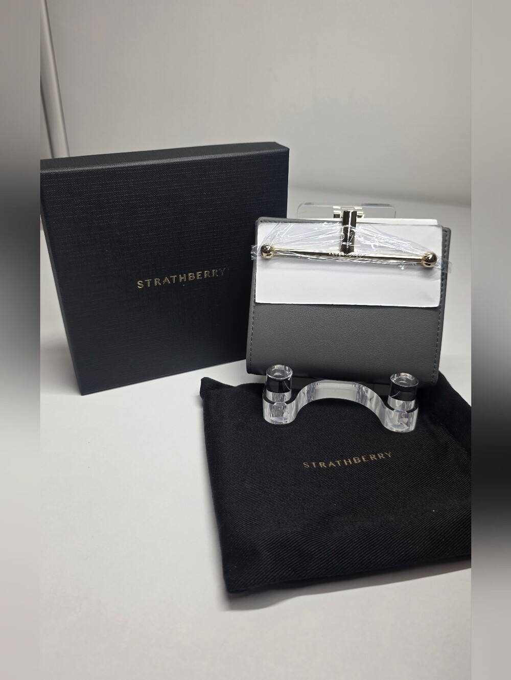 NWT Strathberry Gray Wallet with Gold Hardware